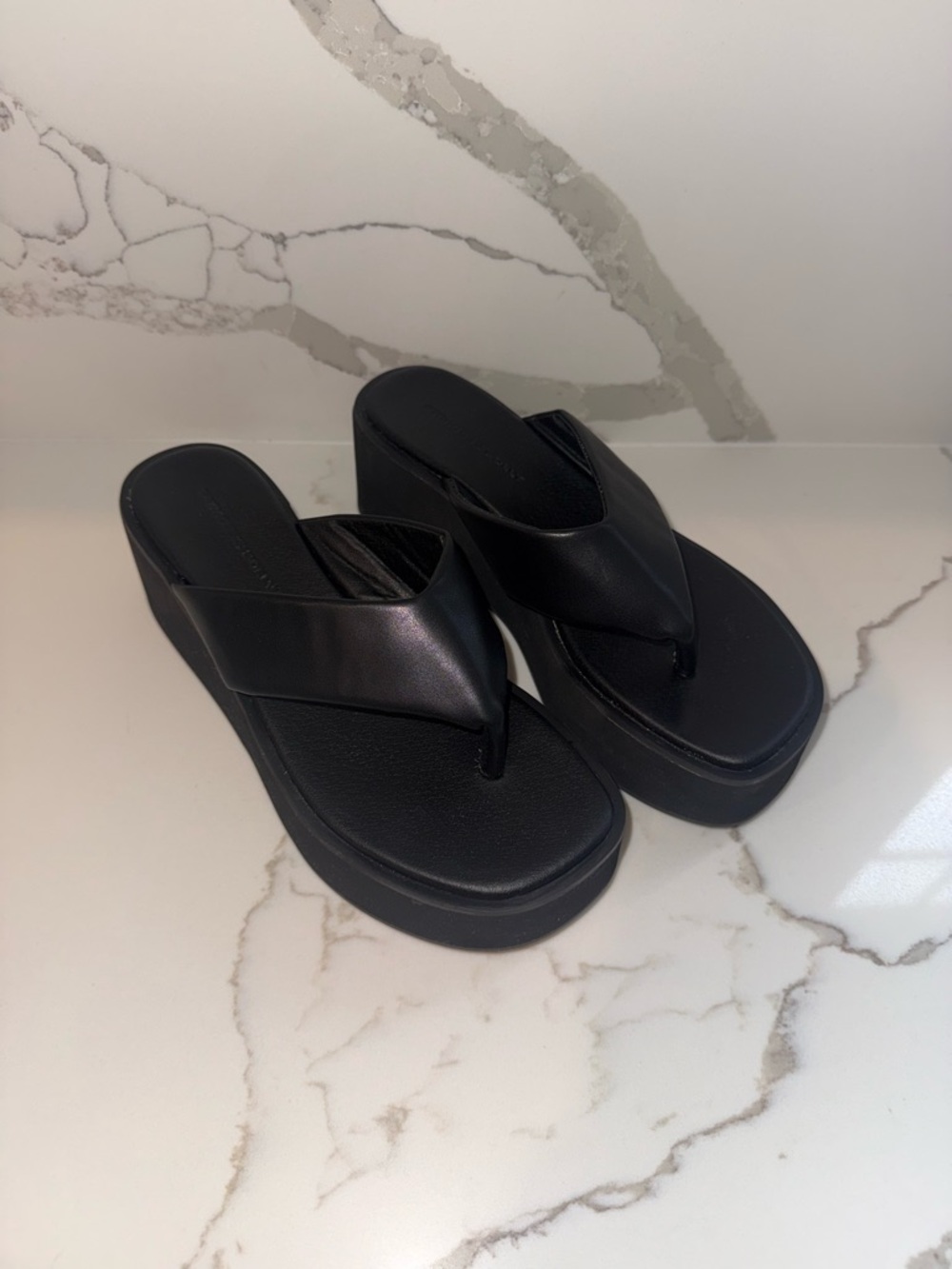 Princess Polly Black Platform Thong Sandals